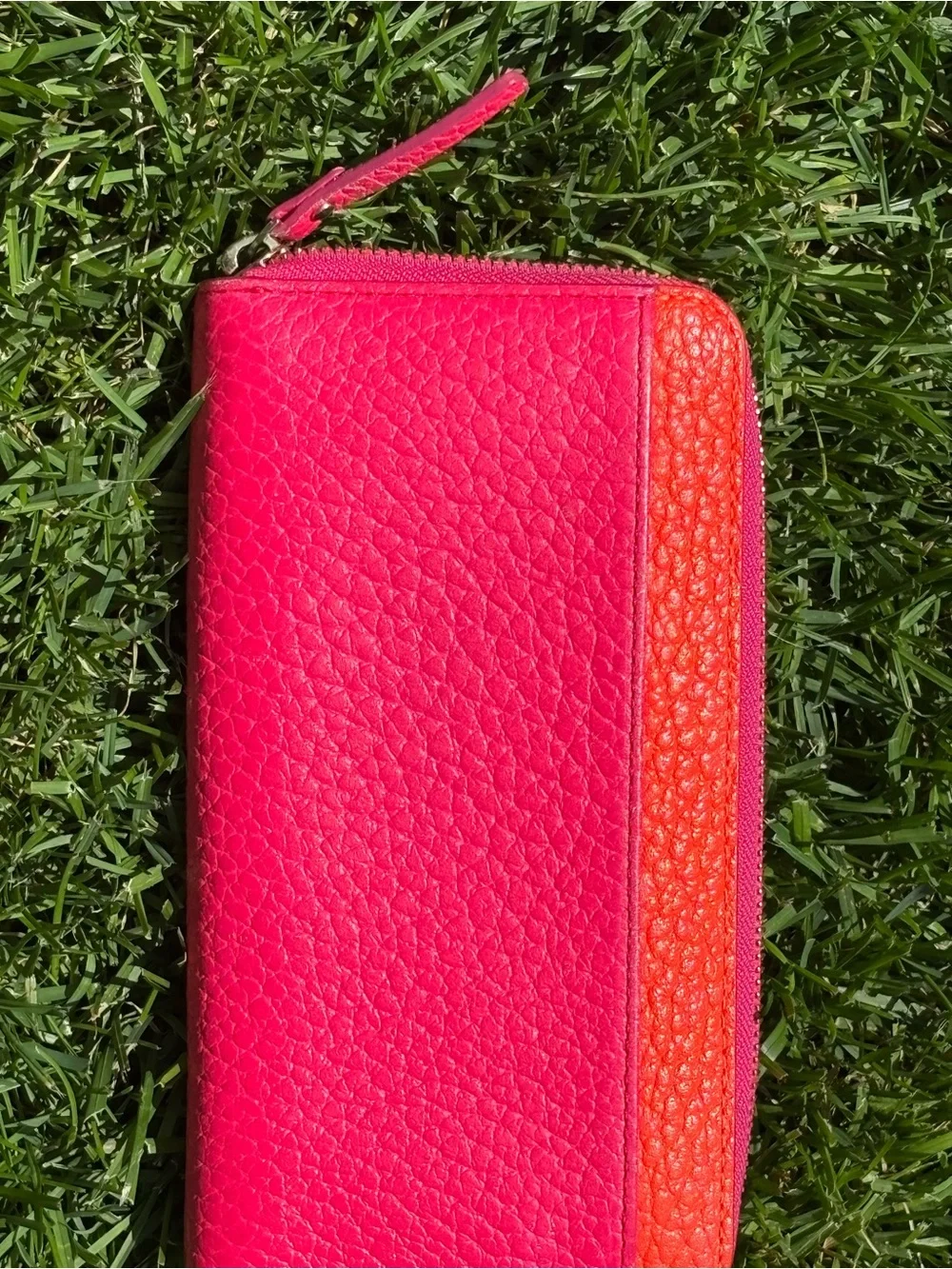 kate spade Colorblock Orange & Pink Pebble Leather Wallet